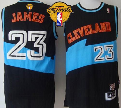 Cavaliers #23 LeBron James Black ABA Hardwood Classic The Finals Patch Stitched NBA Jersey