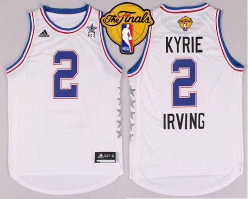 Cavaliers #2 Kyrie Irving White 2015 All-Star The Finals Patch Stitched NBA Jersey