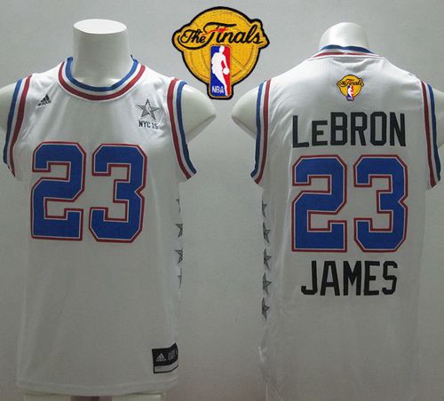 Cavaliers #23 LeBron James White 2015 All-Star The Finals Patch Stitched NBA Jersey - Click Image to Close