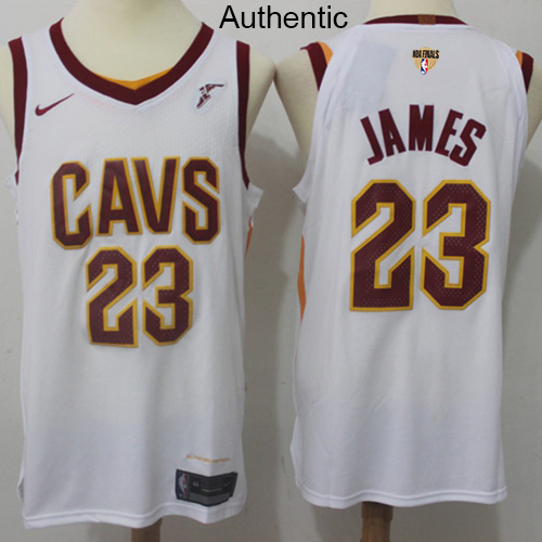 Nike Cavaliers #23 LeBron James White The Finals Patch NBA Authentic Association Edition Jersey