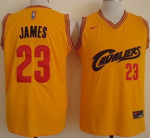 Cavaliers #23 LeBron James Gold Nike Throwback Stitched NBA Jersey