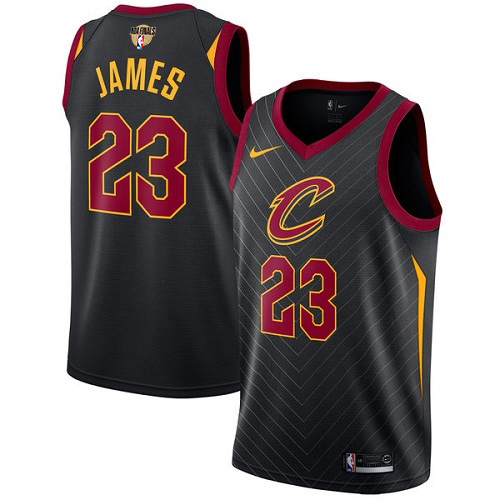 Nike Cavaliers #23 LeBron James Black The Finals Patch NBA Swingman Statement Edition Jersey