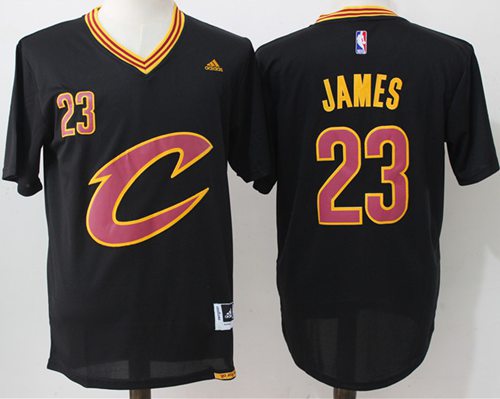 Cavaliers #23 LeBron James Black Short Sleeve "C" Stitched NBA Jersey