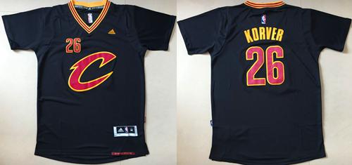 Cavaliers #26 Kyle Korver Navy Blue Short Sleeve Stitched NBA Jersey