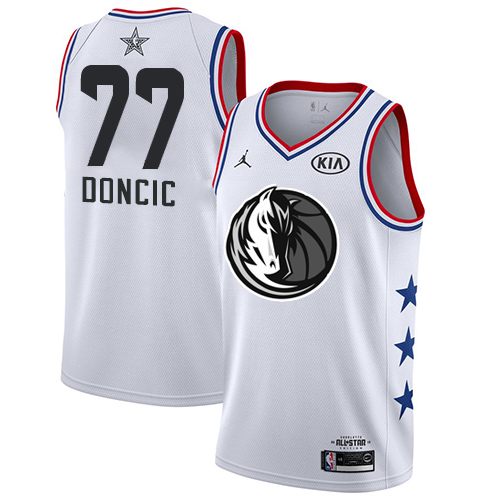 Mavericks #77 Luka Doncic White Basketball Jordan Swingman 2019 All-Star Game Jersey - Click Image to Close