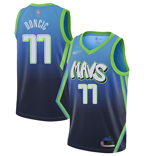 Mavericks #77 Luka Doncic Blue Basketball Swingman City Edition 2019/20 Jersey