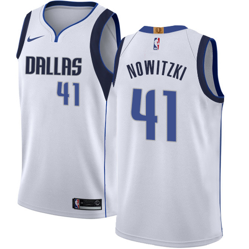 Nike Mavericks #41 Dirk Nowitzki White NBA Swingman Association Edition Jersey