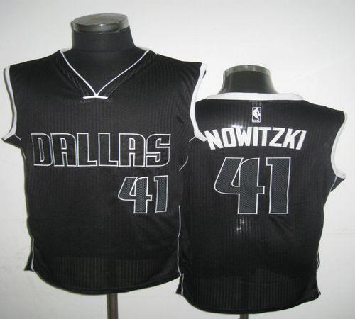 Revolution 30 Mavericks #41 Dirk Nowitzki Black/White Stitched NBA Jersey - Click Image to Close