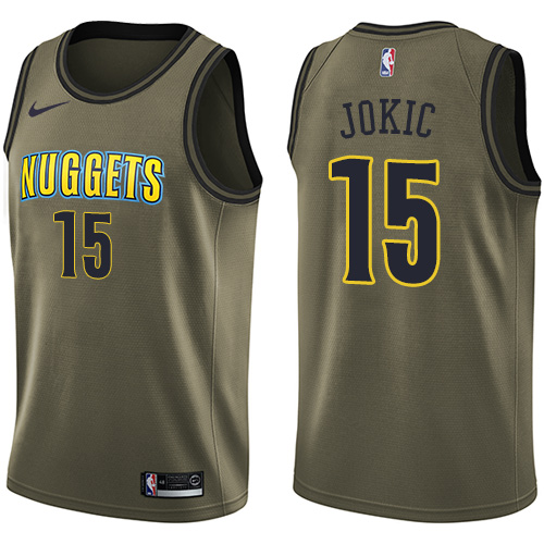 Nike Nuggets #15 Nikola Jokic Green Salute to Service NBA Swingman Jersey