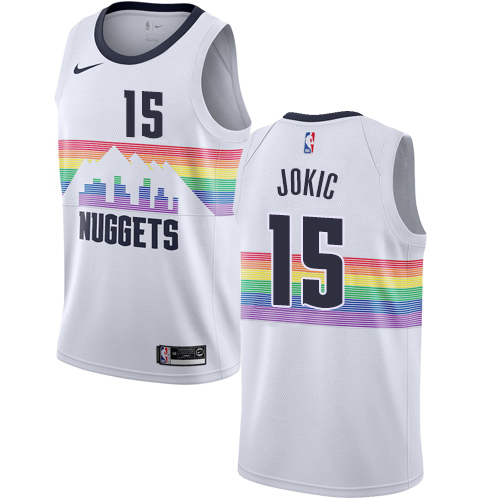 Nike Nuggets #15 Nikola Jokic White NBA Swingman City Edition 2018/19 Jersey