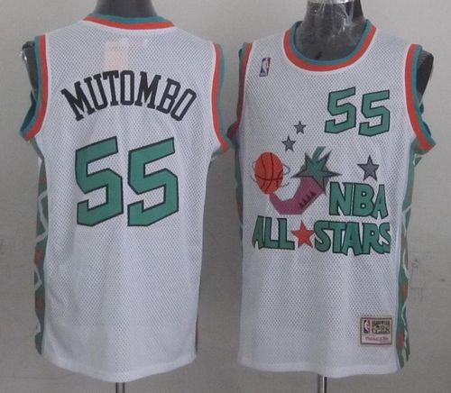 Mitchell And Ness Nuggets #55 Dikembe Mutombo White 1996 All-Star Stitched NBA Jersey