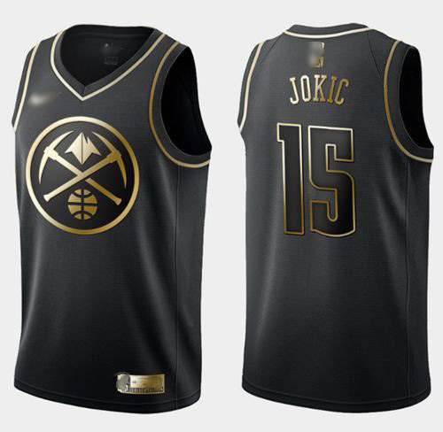 Nuggets #15 Nikola Jokic Black/Gold Basketball Swingman Limited Edition Jersey - Click Image to Close