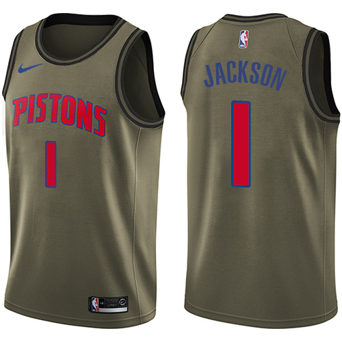 Nike Pistons #1 Reggie Jackson Green Salute to Service NBA Swingman Jersey - Click Image to Close