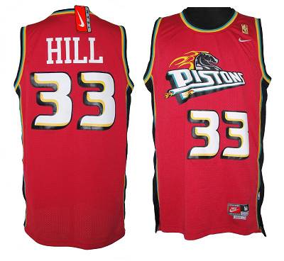 Pistons #33 Grant Hill Red Throwback Stitched NBA Jersey