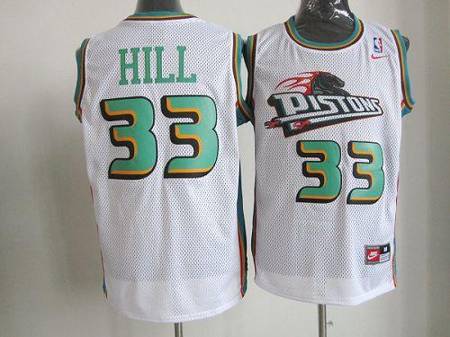 Nike Pistons #33 Grant Hill White Throwback Stitched NBA Jersey