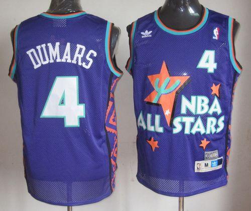 Pistons #4 Joe Dumars Purple 1995 All-Star Throwback Stitched NBA Jersey