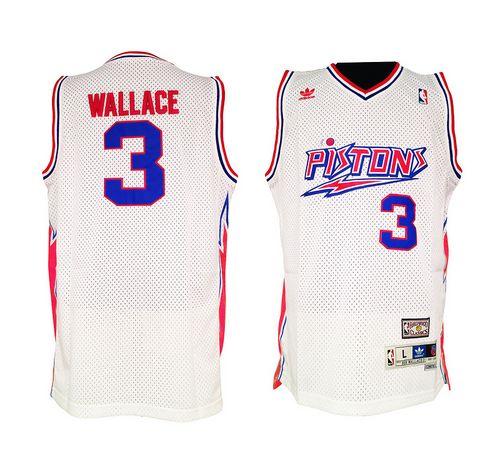 Pistons #3 Ben Wallace White Throwback Stitched NBA Jersey