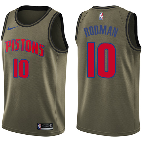 Pistons #10 Dennis Rodman Green Salute to Service Basketball Swingman Jersey