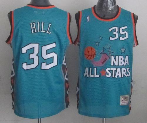 Mitchell And Ness Pistons #35 Grant Hill Light Blue 1996 All-Star Stitched NBA Jersey