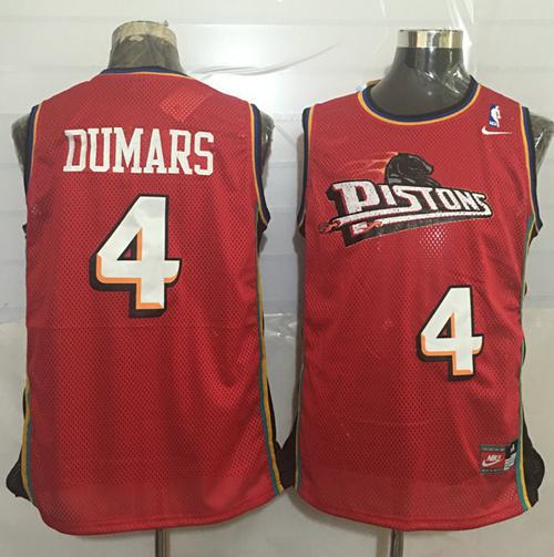 Pistons #4 Joe Dumars Red Nike Throwback Stitched NBA Jersey - Click Image to Close