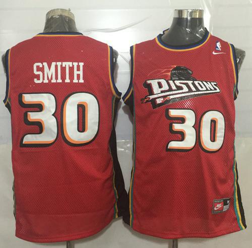 Pistons #30 Joe Smith Red Nike Throwback Stitched NBA Jersey - Click Image to Close