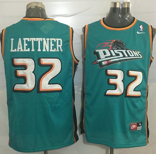 Pistons #32 Christian Laettner Green Nike Throwback Stitched NBA Jersey