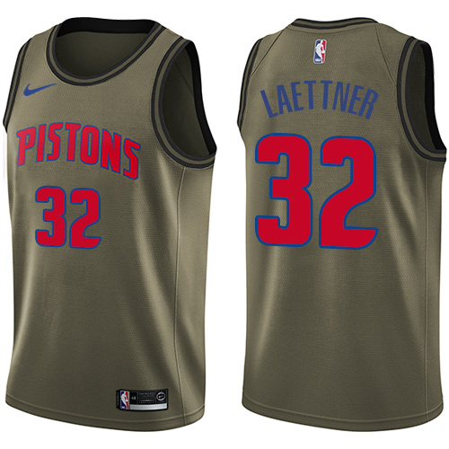 Nike Pistons #32 Christian Laettner Green Salute to Service NBA Swingman Jersey - Click Image to Close