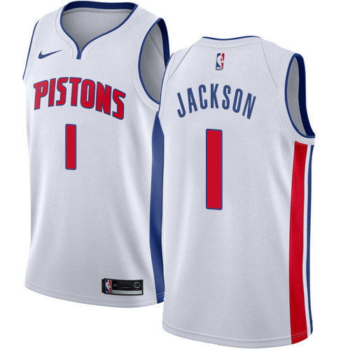 Pistons #1 Reggie Jackson White Basketball Swingman Association Edition Jersey