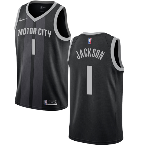 Pistons #1 Reggie Jackson Black Basketball Swingman City Edition 2018/19 Jersey