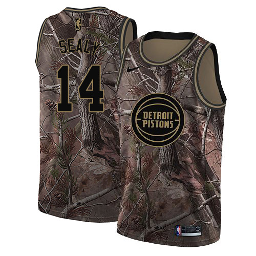 Pistons #14 Malik Sealy Camo Basketball Swingman Realtree Collection Jersey