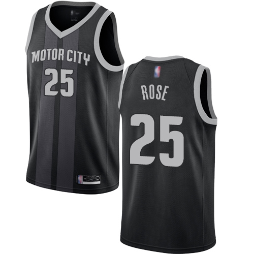 Pistons #25 Derrick Rose Black Basketball Swingman City Edition 2018/19 Jersey