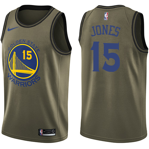 Nike Warriors #15 Damian Jones Green NBA Swingman Salute to Service Jersey