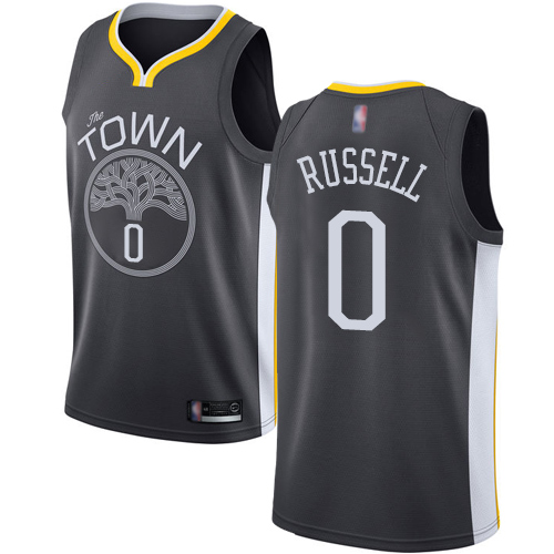 Warriors #0 D'Angelo Russell Black Basketball Swingman Statement Edition Jersey