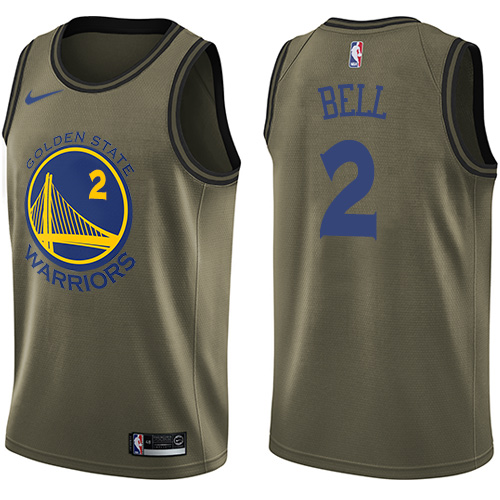 Nike Warriors #2 Jordan Bell Green Salute to Service NBA Swingman Jersey