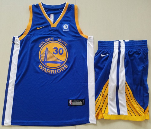 Nike Warriors #30 Stephen Curry Blue A Set NBA Swingman Icon Edition Jersey