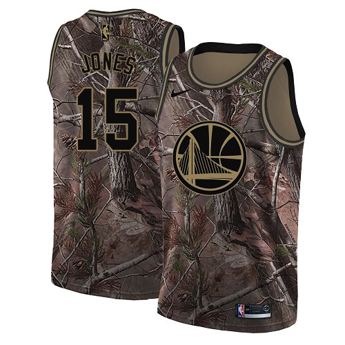 Nike Warriors #15 Damian Jones Camo NBA Swingman Realtree Collection Jersey - Click Image to Close