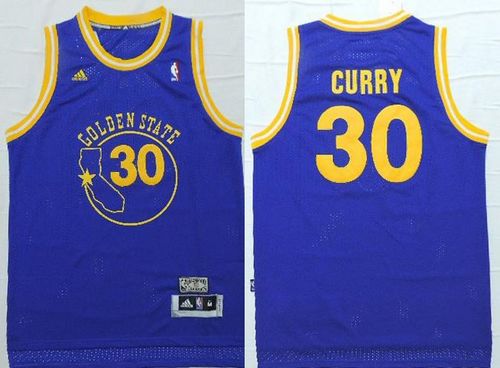 Warriors #30 Stephen Curry Blue New Throwback Stitched NBA Jersey - Click Image to Close