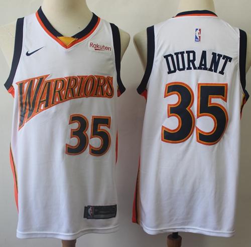 Warriors #35 Kevin Durant White Throwback Basketball Swingman Hardwood Classics 2009-10 Jersey