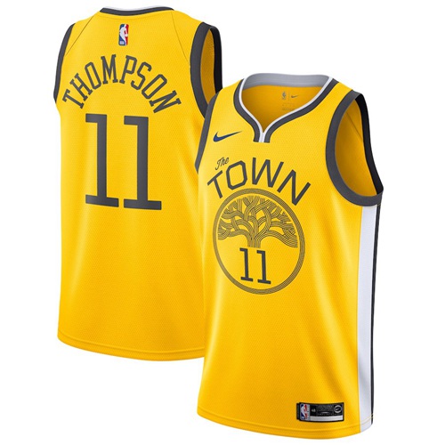 Warriors #11 Klay Thompson Gold Basketball Swingman Earned Edition Jersey