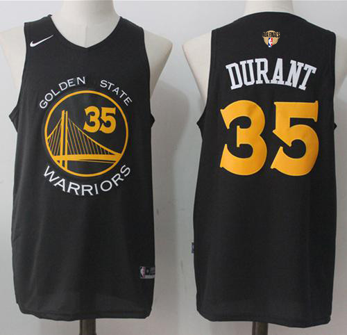 Nike Warriors #35 Kevin Durant Black Fashion The Finals Patch NBA Swingman Jersey