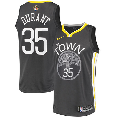 Nike Warriors #35 Kevin Durant Black The Finals Patch NBA Swingman Statement Edition Jersey