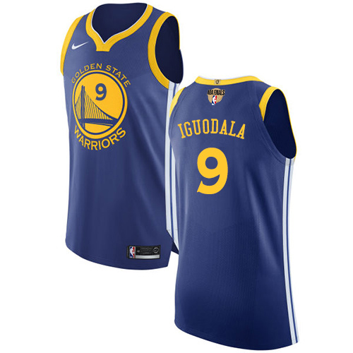 Nike Warriors #9 Andre Iguodala Blue The Finals Patch NBA Authentic Icon Edition Jersey