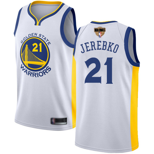 Warriors #21 Jonas Jerebko White 2019 Finals Bound Basketball Swingman Association Edition Jersey - Click Image to Close