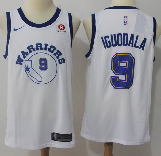 Nike Warriors #9 Andre Iguodala White Throwback NBA Swingman Hardwood Classics Jersey