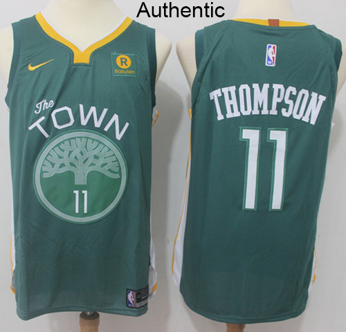 Nike Warriors #11 Klay Thompson Green NBA Authentic Jersey