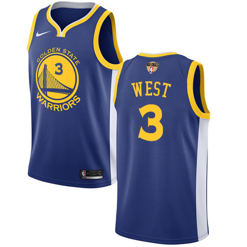 Nike Warriors #3 David West Blue The Finals Patch NBA Swingman Icon Edition Jersey