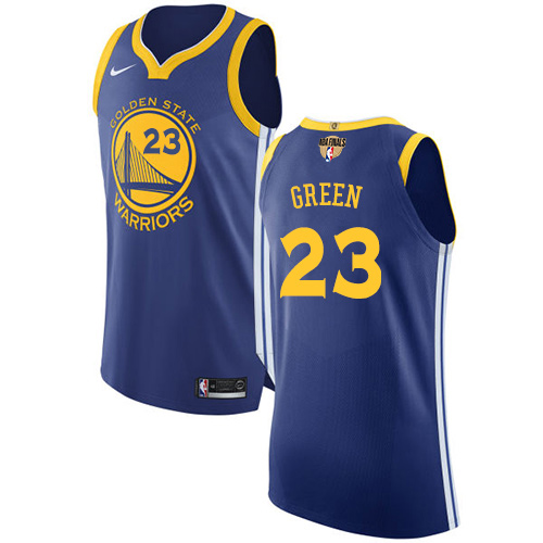 Nike Warriors #23 Draymond Green Blue The Finals Patch NBA Authentic Icon Edition Jersey