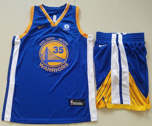 Nike Warriors #35 Kevin Durant Blue A Set NBA Swingman Icon Edition Jersey