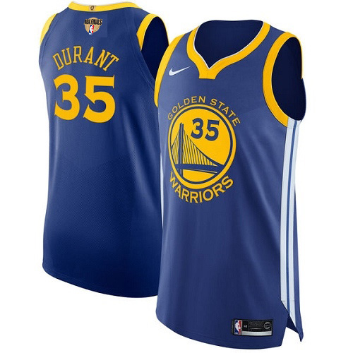 Nike Warriors #35 Kevin Durant Blue The Finals Patch NBA Authentic Icon Edition Jersey