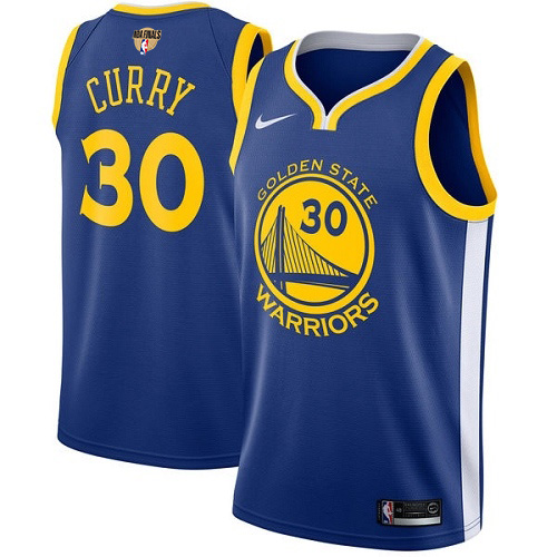 Nike Warriors #30 Stephen Curry Blue The Finals Patch NBA Swingman Icon Edition Jersey